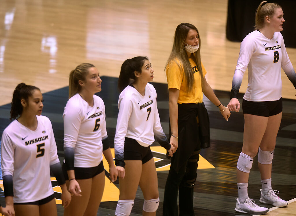 Redshirt junior Andrea Fuentes looks up at the scoreboard